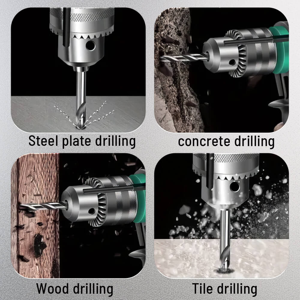 Corded Hammer Drill Kit, 7 Drill Bits, 360° Rotating Handle, Variable Speed
