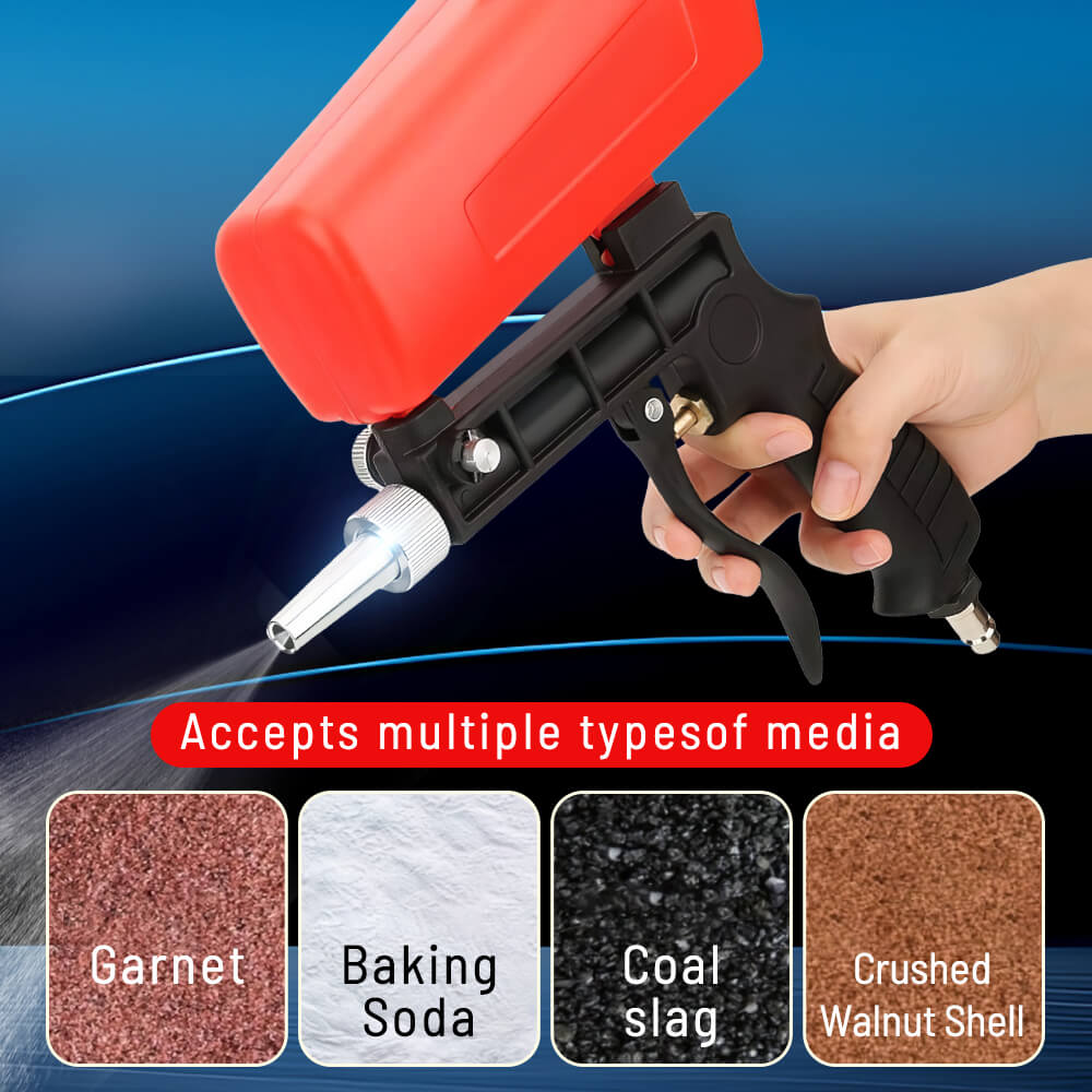 90PSI Pneumatic Sandblaster Gun – Aluminum Gravity Feed Abrasive Blaster for Rust, Paint, and Corrosion Removal